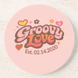 Groovy Love Personalized Valentine’s Gift Retro Getränkeuntersetzer