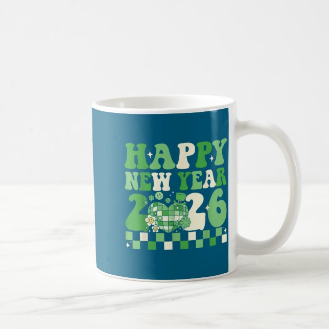 Groovy Lucky Happy New Year 2026 Disco Ball Women  Kaffeetasse (Rechts)
