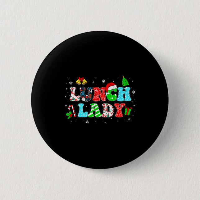 Groovy Lunch Lady Christmas Matching Xmas Lunch La Button (Vorderseite)