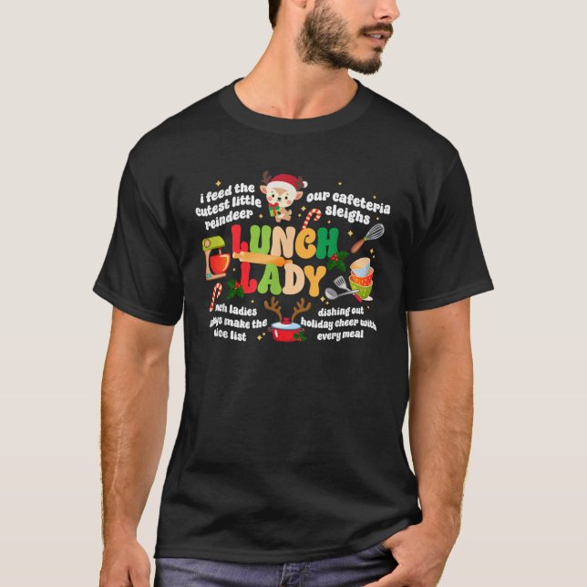 Groovy Lunch Lady Weihnachtsessen Ladys Xmas Teil T-Shirt (Vorderseite)