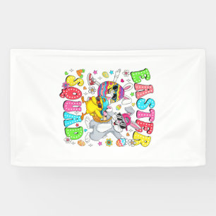 Groovy Lustiger Hase Ei Küken Ostern Squad Tag Män Banner