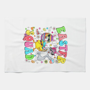 Groovy Lustiger Hase Ei Küken Ostern Squad Tag Män Geschirrtuch