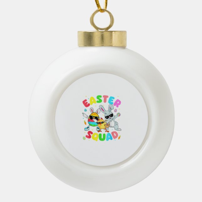 Groovy Lustiger Hase Ei Küken Ostern Squad Tag Män Keramik Kugel-Ornament (Vorderseite)