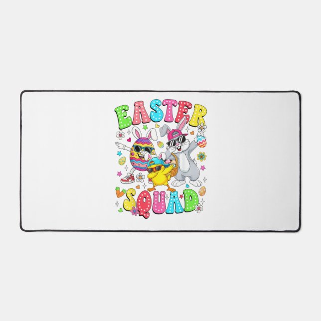 Groovy Lustiger Hase Ei Küken Ostern Squad Tag Män Schreibtischunterlage (Vorderseite)