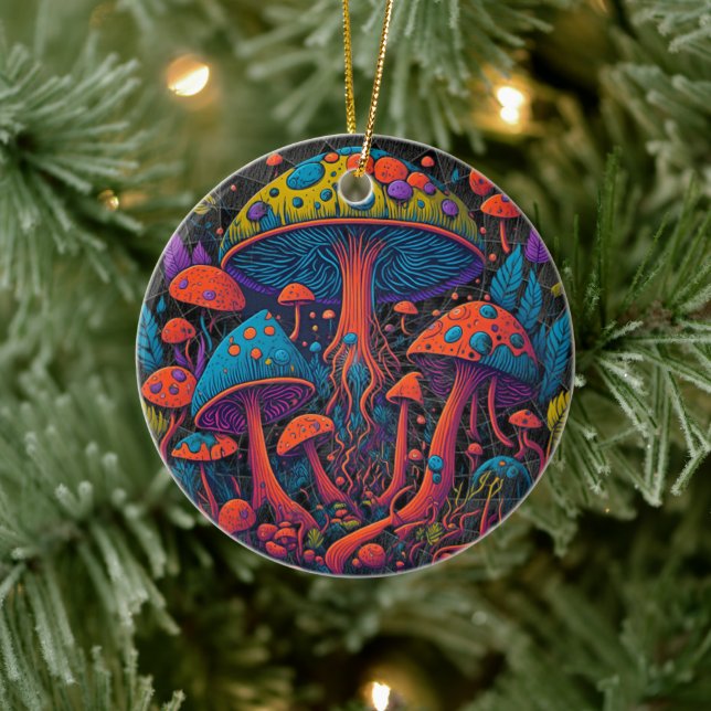 Groovy Magic Mushrooms Keramik Ornament (Baum)
