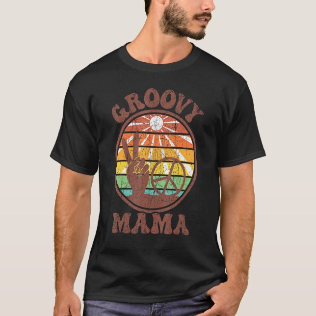 Groovy Mama 70er Ästhetische Nostalgie 1970er Retr T-Shirt (Vorderseite)