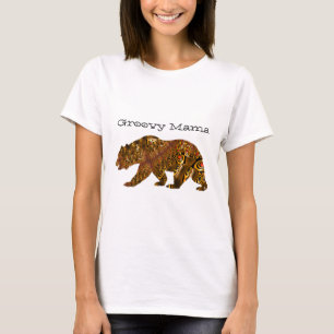 Groovy Mama Bär Fractal Silhouette Typografie Kuns T-Shirt