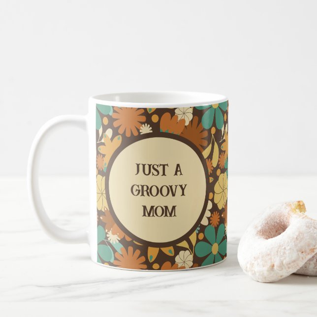 Groovy Mama Floral Retro Kaffeetasse (Mit Donut)