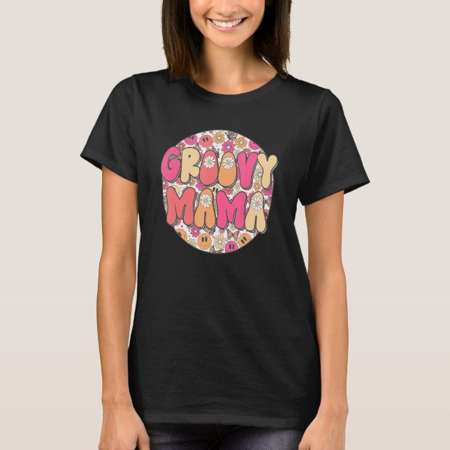 Groovy Mama Hippie Retro Daisy Blume Smile Face H T-Shirt (Vorderseite)