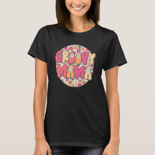 Groovy Mama Hippie Retro Daisy Flower Smile Face H T-Shirt