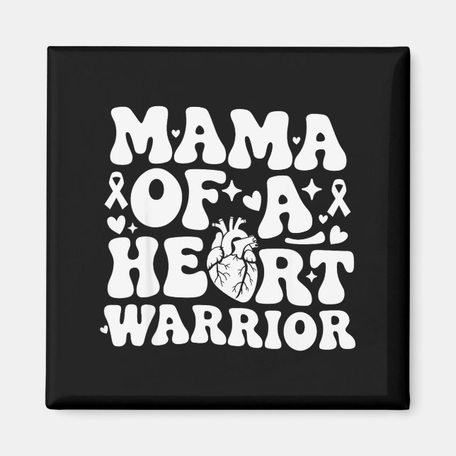 Groovy Mama Of A Heart Warrior Chd Awareness Heart Magnet (Vorne)