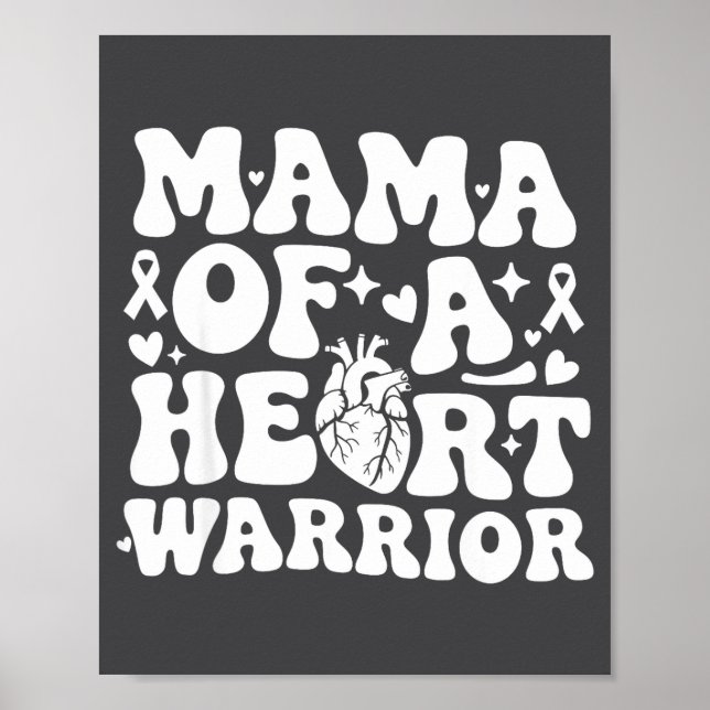 Groovy Mama Of A Heart Warrior Chd Awareness Heart Poster (Vorne)