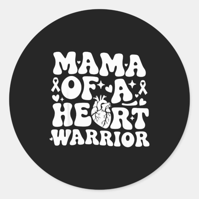 Groovy Mama Of A Heart Warrior Chd Awareness Heart Runder Aufkleber (Vorderseite)