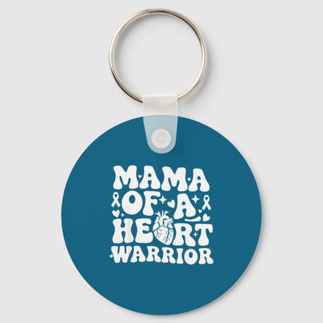 Groovy Mama Of A Heart Warrior Chd Awareness Heart Schlüsselanhänger (Vorderseite)