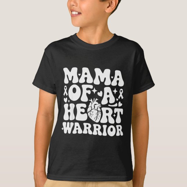 Groovy Mama Of A Heart Warrior Chd Awareness Heart T-Shirt (Vorderseite)