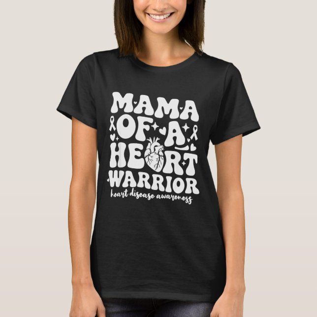 Groovy Mama Of A Heart Warrior Chd Awareness Heart T-Shirt (Vorderseite)