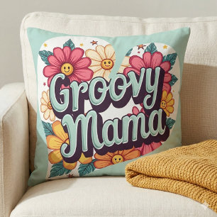 Groovy Mama Retro-Blumen-70er-Jahre-Design Kissen