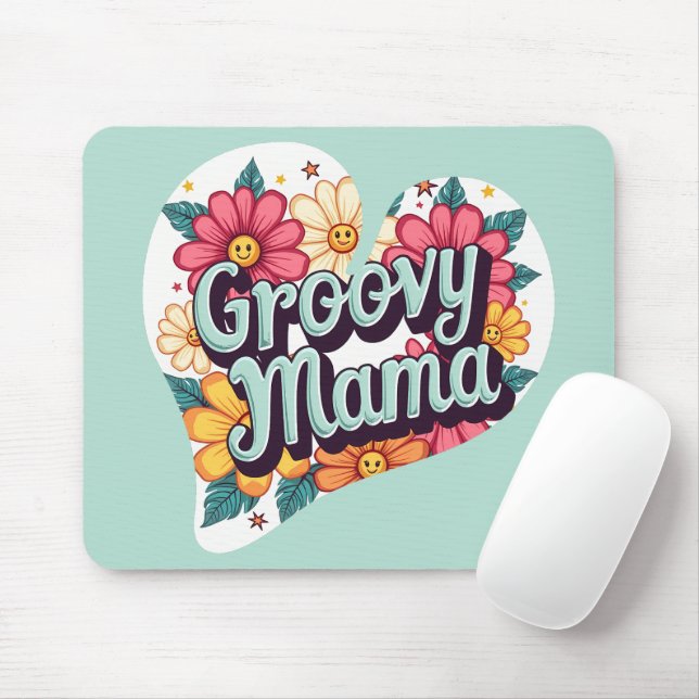 Groovy Mama Retro Floral 70er Ästhetische Gestaltu Mousepad (Mit Mouse)