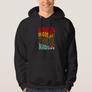 Groovy Mama von drei Kindern Retro Wavy 70er Jahre Hoodie