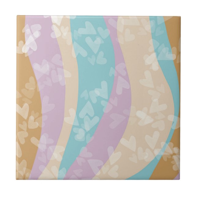 Groovy Marble Wirbel Pastel Heart Briefmarke Fliese (Vorderseite)