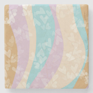 Groovy Marble Wirbel Pastell Herz Stempel Steinuntersetzer