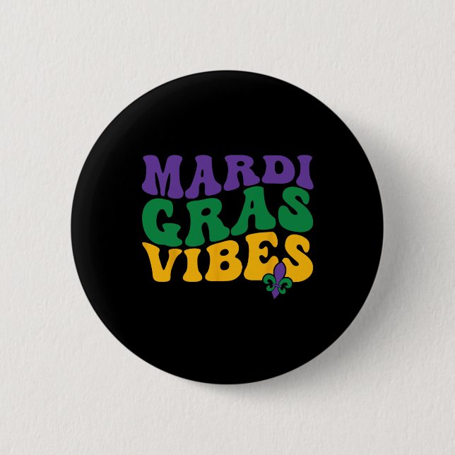 Groovy Mardi Gras Vibes Karnevalsbeads Funny Mardi Button (Vorderseite)