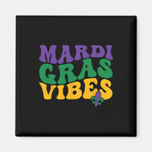 Groovy Mardi Gras Vibes Karnevalsbeads Funny Mardi Magnet