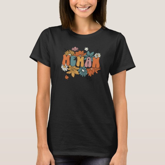 Groovy Memaw One Thankful Memaw Thanksgiving Fall  T-Shirt (Vorderseite)