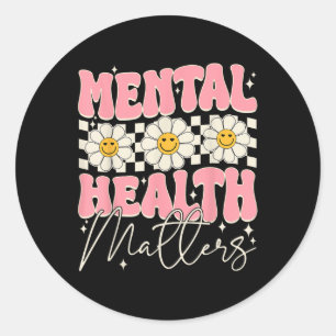 Groovy Mental Health S Floral Brain Illness Awaren Runder Aufkleber