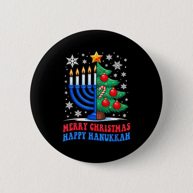 Groovy Merry Chrismukkah Happy Christmas Hanukkah  Button (Vorderseite)