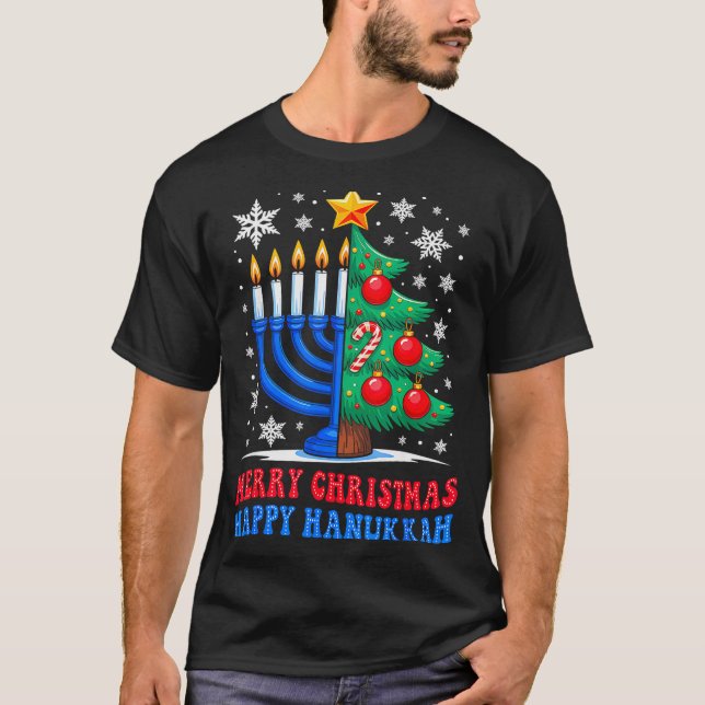 Groovy Merry Chrismukkah Happy Christmas Hanukkah  T-Shirt (Vorderseite)