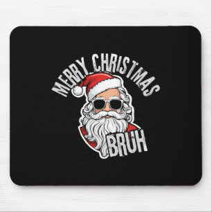 Groovy Merry Christmas Santa Bruh Checkered Retro Mousepad