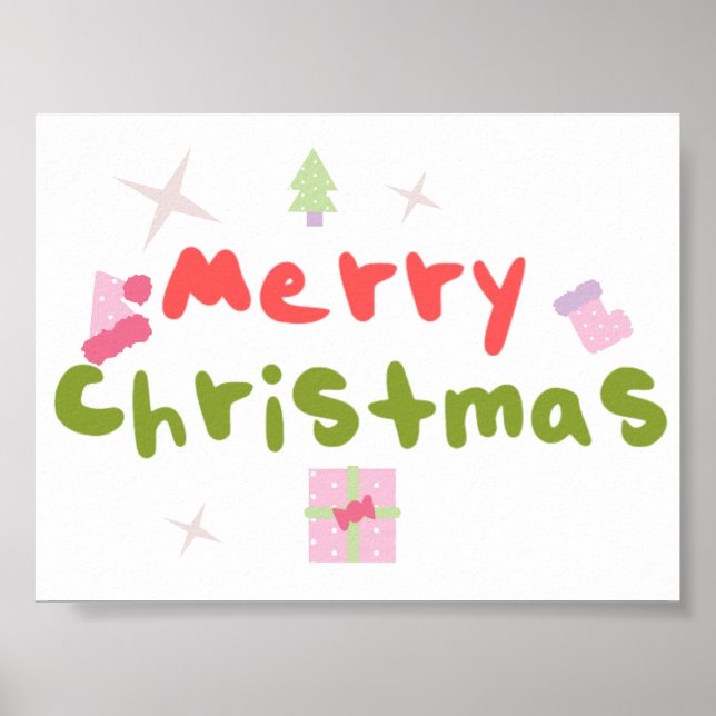 Groovy Merry Christmas Tree Bubble Letters Poster (Vorne)