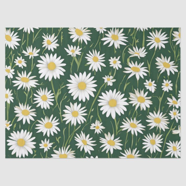 Groovy Mid Century Modern Daisy Floraal Seidenpapier (Vorderseite)