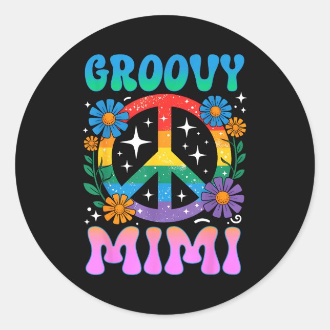 Groovy Mimi Floral Hipe Funny Mother's Day Mom Wom Runder Aufkleber (Vorderseite)