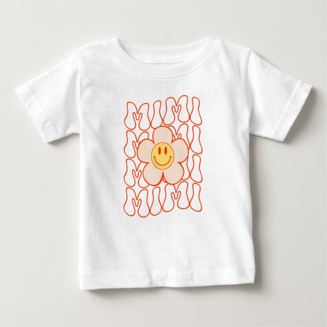 Groovy Mimi Happy Face Smile Niedlich Daisy Blume  Baby T-shirt (Vorderseite)
