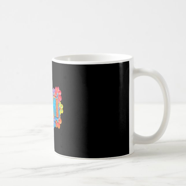 Groovy Mimi-Ton Stil farbenfrohes Blumendesign Kaffeetasse (Rechts)