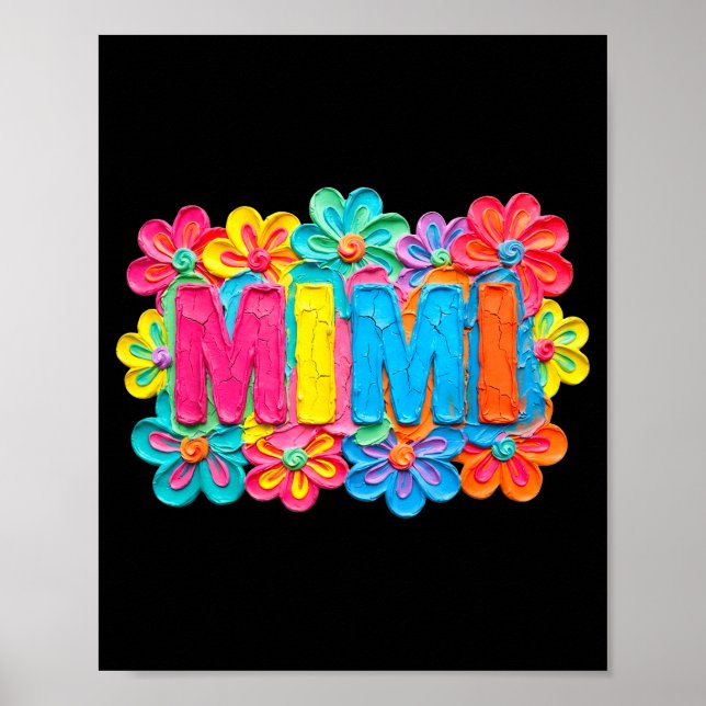 Groovy Mimi-Ton Stil farbenfrohes Blumendesign Poster (Vorne)