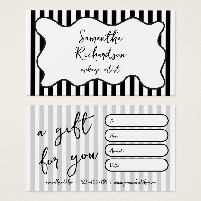 Groovy-Minimalist-Streifen Retro-Geschenkkarten (Vorne & Hinten)