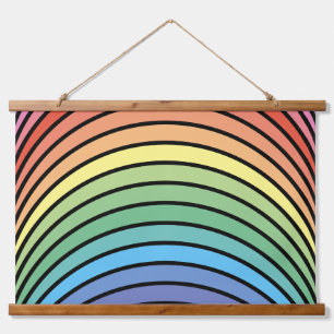 Groovy Mod Farbige Funky Retro Abstrakte Regenboge Wandteppich Mit Holzrahmen