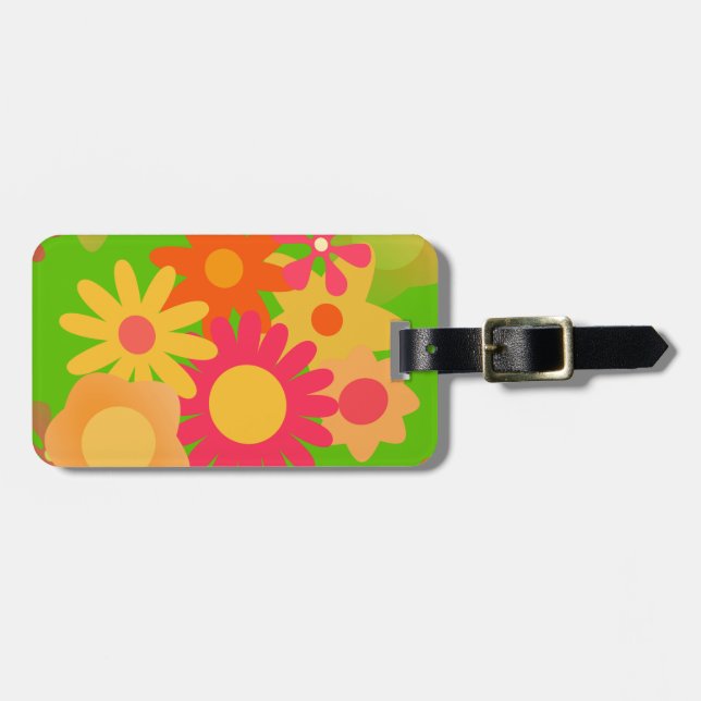 Groovy Mod floral Gepäckanhänger (Vorderseite horizontal)