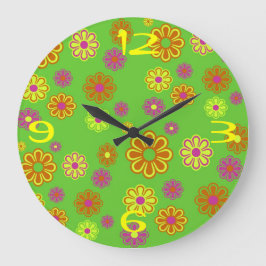 Groovy Mod Pop 70er Blume Power Clock Große Wanduhr