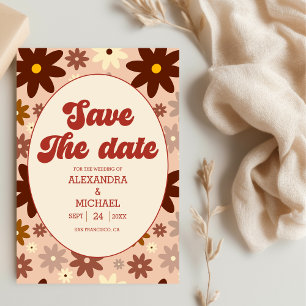 Groovy Modern Groovy Retro 70er Floral Wedding Save The Date