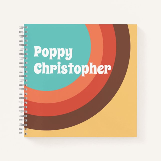Groovy Modern Retro Bold Curves Personalisiert Notizbuch (Vorderseite)