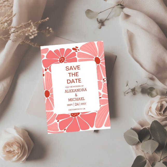 Groovy moderne rosa Hochzeit Save The Date (Von Creator hochgeladen)