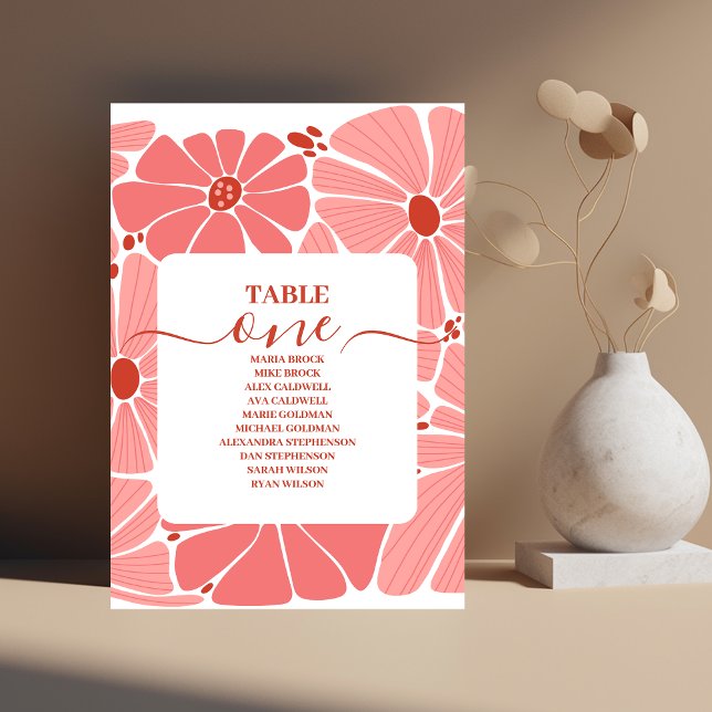 Groovy moderne rosa Hochzeit Tischnummer (Von Creator hochgeladen)