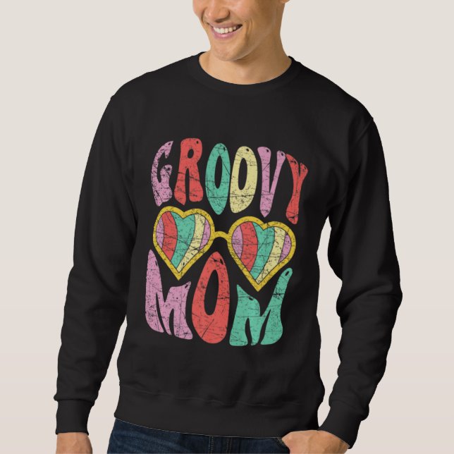 Groovy Mom Retro 70s Aesthetic Heart Glasses Mothe Sweatshirt (Vorderseite)