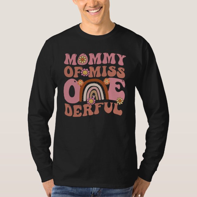 Groovy Mommy of Miss Onederful 1st Bday Boho Rainb T-Shirt (Vorderseite)
