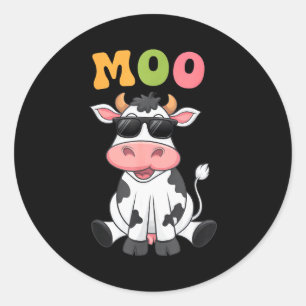 Groovy Moo Kuh - Lustige Bauer Kuh Männer Frauen K Runder Aufkleber