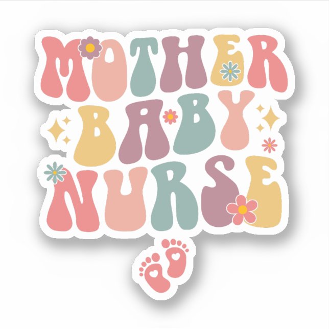 Groovy Mother Baby Nurse, Postpartum Nurse Aufkleber (Vorderseite)